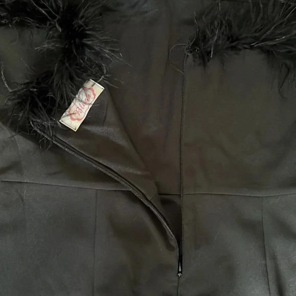 Sleeveless Formal Lined Dress Feather Trim, Size M NWOT - Picture 3 of 7